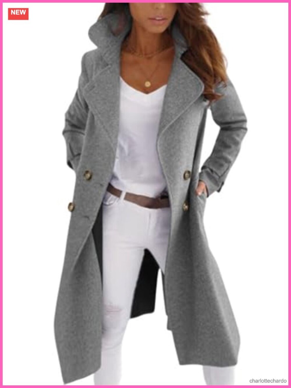 Women's Wool Blend Double Breast Pea Coat Long Winter Overcoat